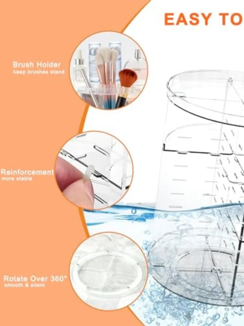 Rotating Makeup Organizer, DIY 8 Adjustable Layers Spinning‎ Skincare Organizer,